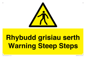 Rhybudd grisiau serth Warning Steep Steps